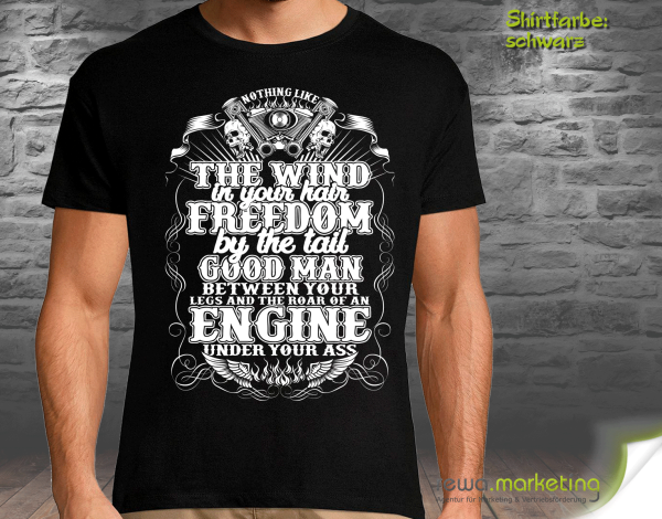 Biker T-Shirt mit Motiv - Wind of Freedom - optional mit zusätzlichem Aufdruck
