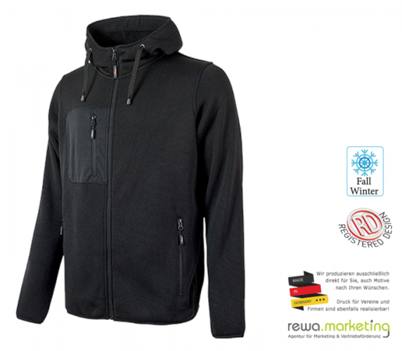 Sweatshirtjacke mit Kapuze Modell RAINBOW in Schwarz Carbon