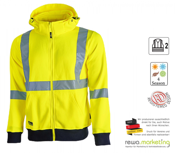 Sweatshirt Jacke mit reflektierenden Streifen Modell MELODY in Yellow Fluo