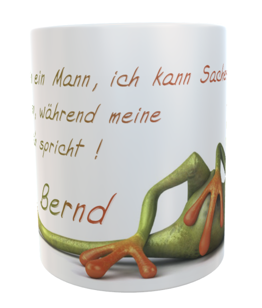 Frosch- Motiv- Kaffeetasse für den Mann mit Spruch inkl. Wunschname